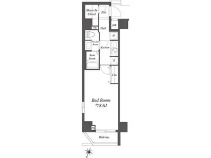 GENOVIA荻窪IISKYGARDEN(1K/4階)の間取り写真