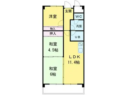 クリスタル23(3LDK/4階)の間取り写真