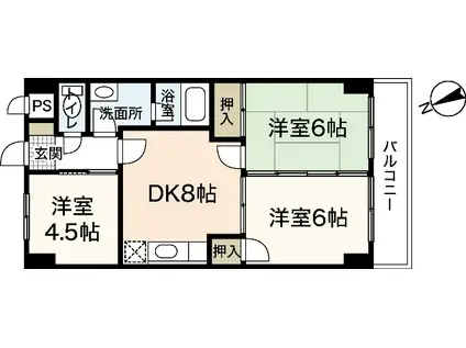 VILLA七軒茶屋(3DK/5階)の間取り写真