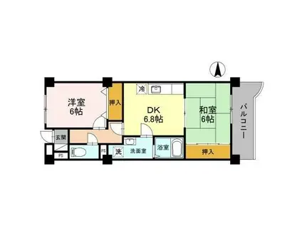 グランディール東山(2DK/4階)の間取り写真