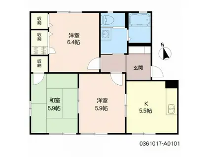 フレグランス宗方 A棟(3K/1階)の間取り写真