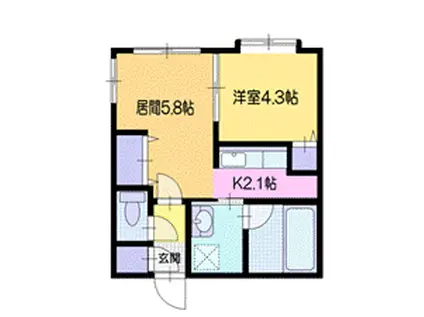 ピュア東彩館V(1DK/2階)の間取り写真