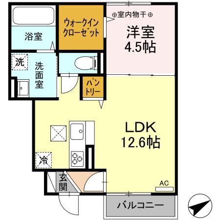 フォルグランツII(1LDK/1階)の間取り写真