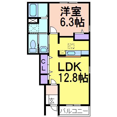グリーンガーデンIII(1LDK/1階)の間取り写真