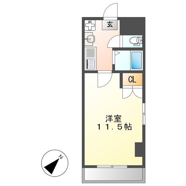THUマンション(1K/2階)の間取り写真