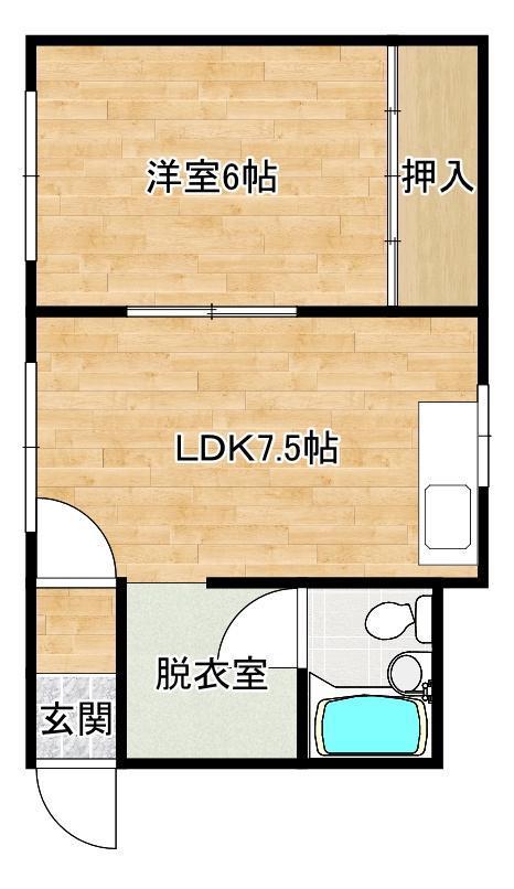 空とこもれ陽のギャルデ(1DK/2階)の間取り写真