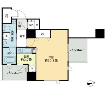 クロスレジデンス大阪新町(1K/5階)の間取り写真