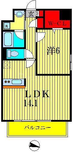 ウェルスコート錦糸町(1LDK/5階)の間取り写真