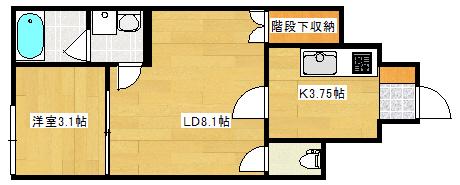 リバーノース庚午(1LDK/1階)の間取り写真