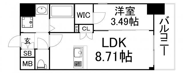 サムティ京橋CLEAR(1LDK/6階)の間取り写真