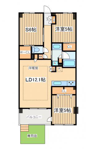 ヴェレーナ鶴見(2SLDK/1階)の間取り写真
