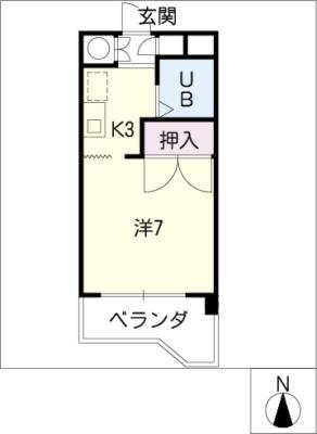 若宮ビューハイツ(1K/8階)の間取り写真