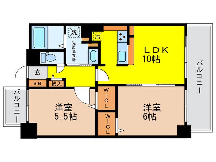 ハレアカラ阿倍野(2LDK/8階)の間取り写真