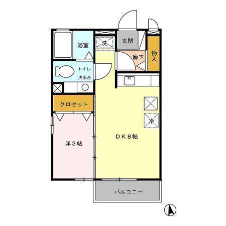 エランビタールNAKANISHI(1LDK/1階)の間取り写真