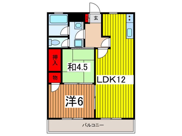 東乃コーポ(2LDK/3階)の間取り写真
