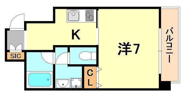 ラ・ウェゾン塚本通(1K/9階)の間取り写真
