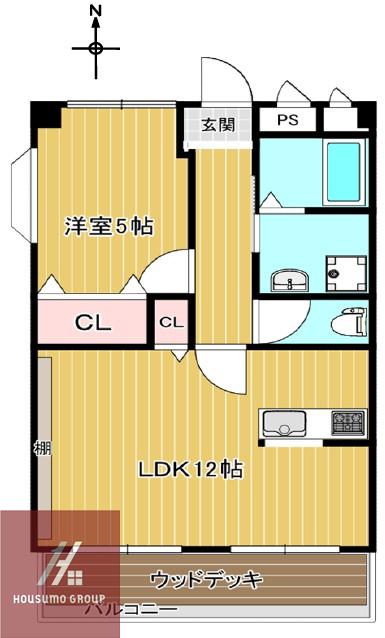 エレガンス上田(1LDK/2階)の間取り写真
