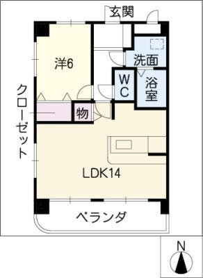 エスポワール七宝(1LDK/2階)の間取り写真