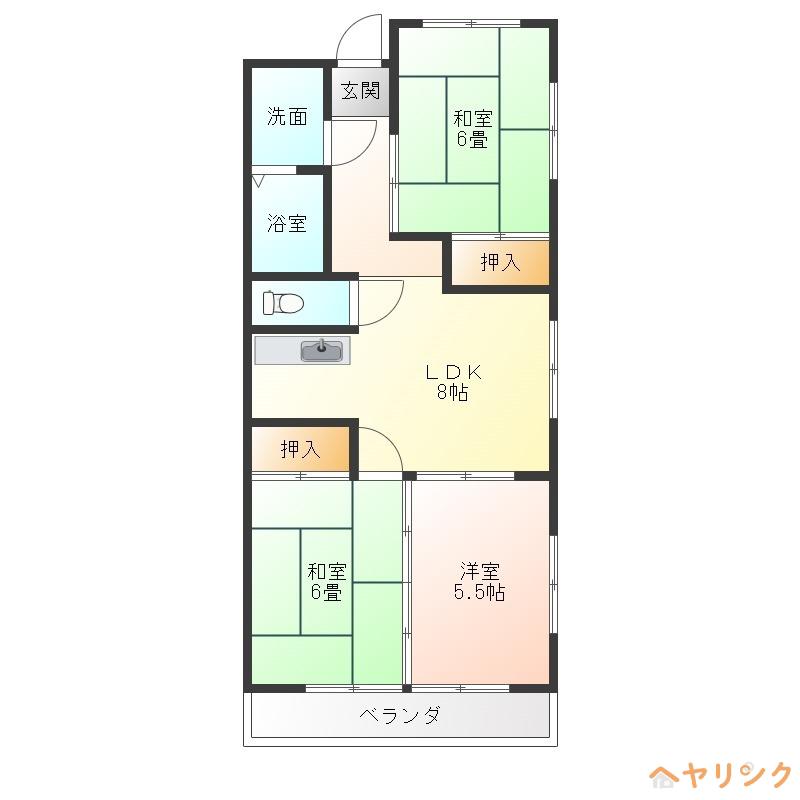 第2シャトープレドパーク(3LDK/4階)の間取り写真