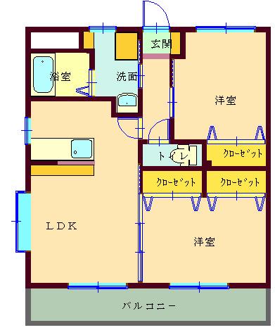 クレール長島(2LDK/3階)の間取り写真