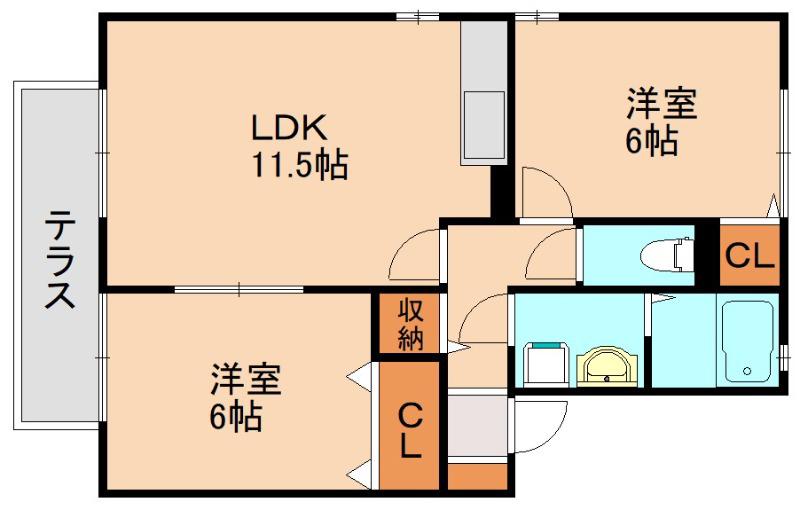 ラ・サーラグランデ(2LDK/2階)の間取り写真
