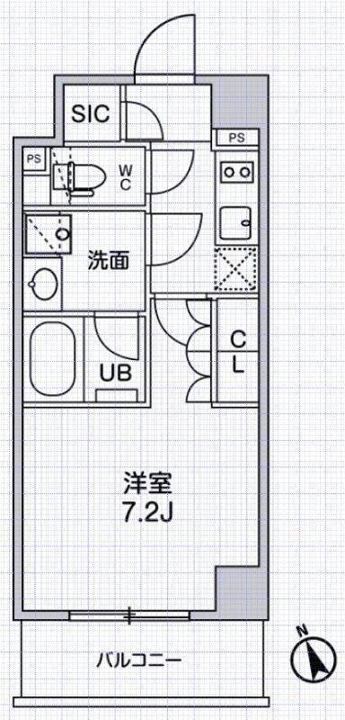 シーズンフラッツ本所吾妻橋(1K/6階)の間取り写真
