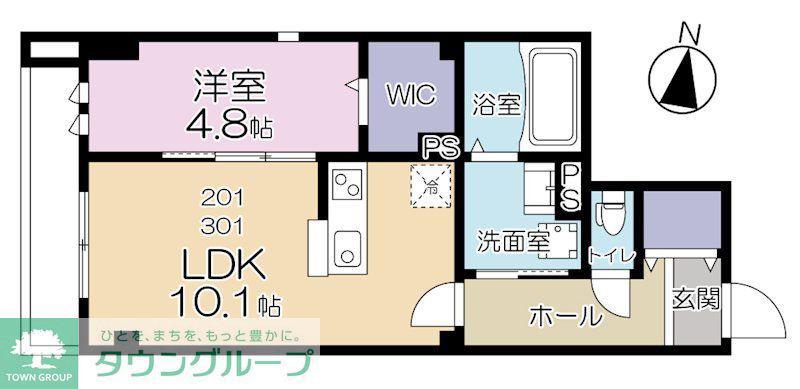 RAFFINE陣屋(1LDK/2階)の間取り写真