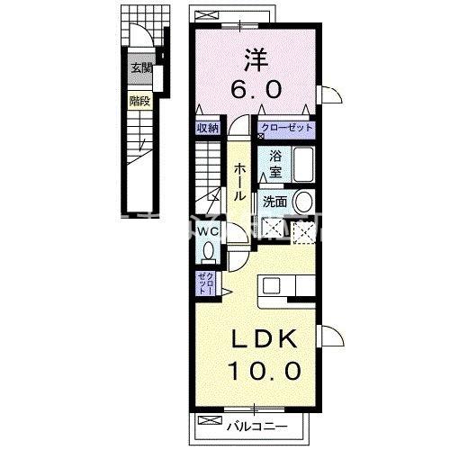 サンライズ芳川II(1LDK/2階)の間取り写真