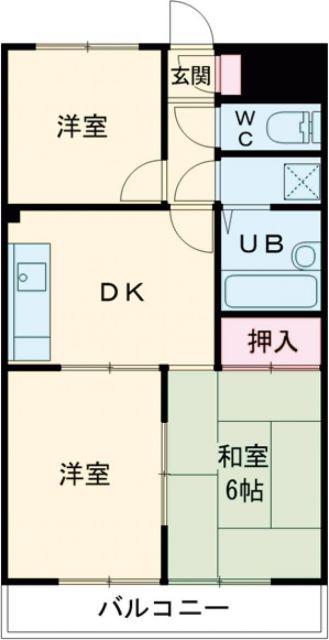 サンライフ河辺(3DK/4階)の間取り写真