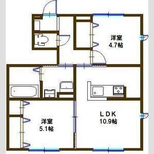 ラシーネ南山(2LDK/1階)の間取り写真