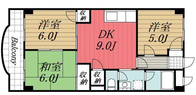 ゴールドパレス(3DK/1階)の間取り写真