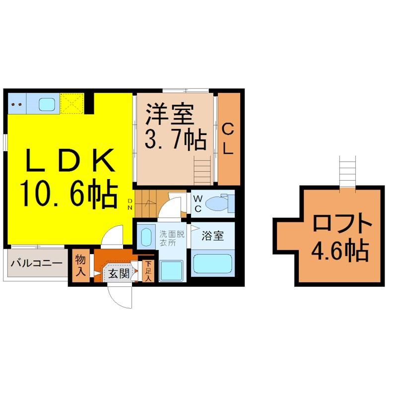 ハーモニーテラス野並VII(1LDK/2階)の間取り写真
