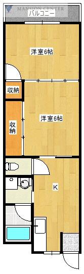 タカタハイツ江南(2K/1階)の間取り写真