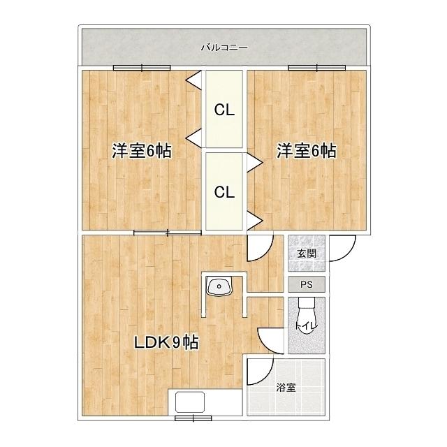 南栄第5パレス(2LDK/3階)の間取り写真
