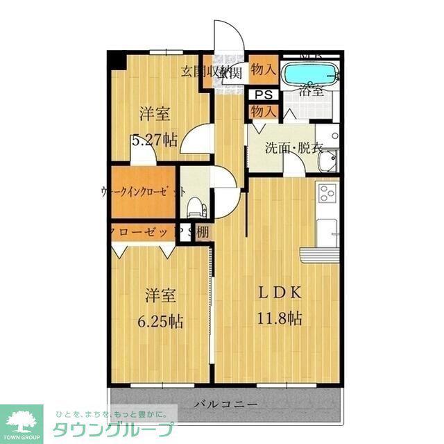 サンパーシモン(2LDK/1階)の間取り写真
