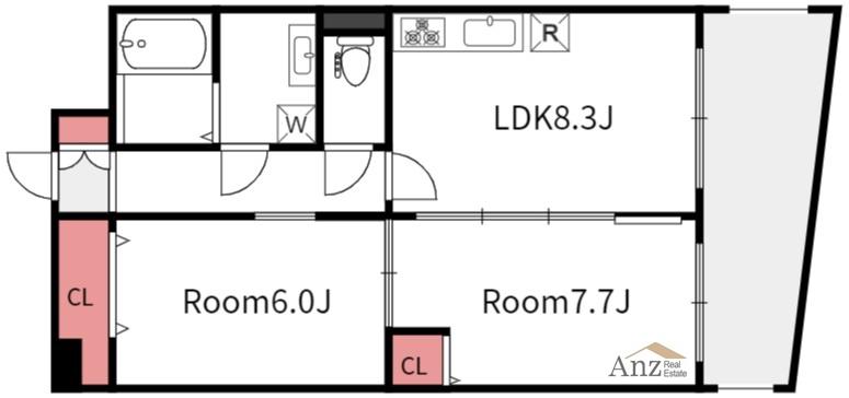 21北堀江(2LDK/4階)の間取り写真