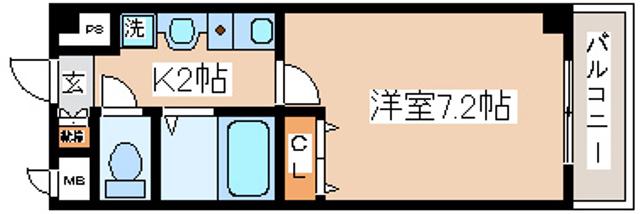 エスポワール三宮PARTII(1K/1階)の間取り写真
