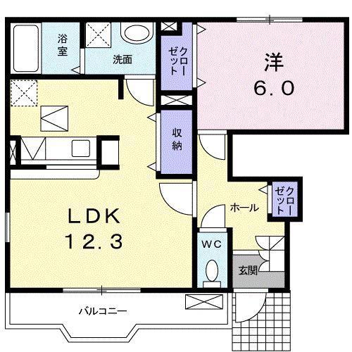 メゾン イチエ(1LDK/1階)の間取り写真