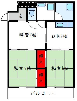 三上マンション(3DK/2階)の間取り写真