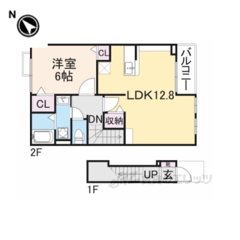 S.C.C.H-K(1LDK/2階)の間取り写真