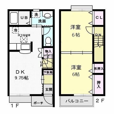 オランジュリー(2LDK/1階)の間取り写真