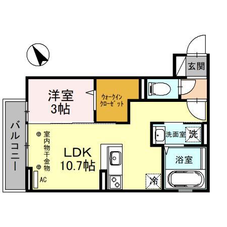 LUCE(1LDK/2階)の間取り写真