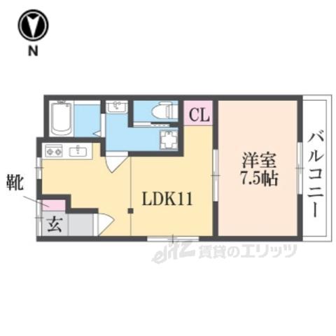 グリーンハウスB棟(1LDK/2階)の間取り写真