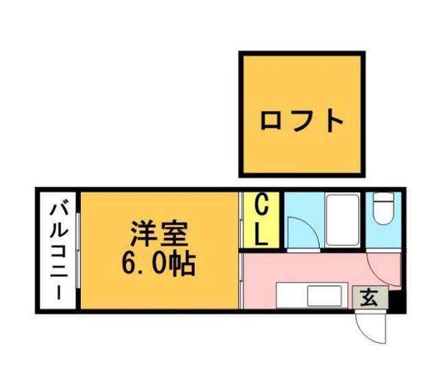 シティーハウス飛鳥(ワンルーム/1階)の間取り写真