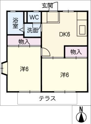 グリーンコーポ岸岡(2DK/1階)の間取り写真