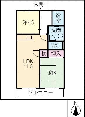 第2森藤ハイツ(2LDK/1階)の間取り写真