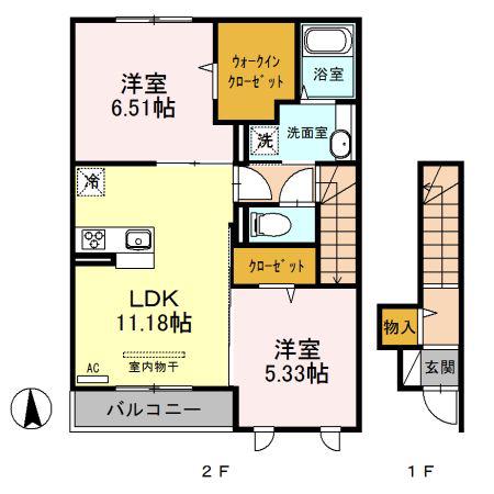 コーワ・ルミナス弐番館(2LDK/2階)の間取り写真