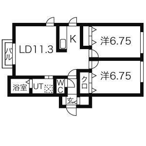 オランジュ元町(2LDK/1階)の間取り写真