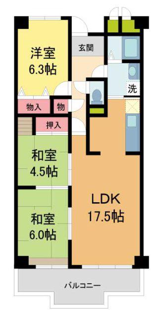 アリオII(3LDK/5階)の間取り写真
