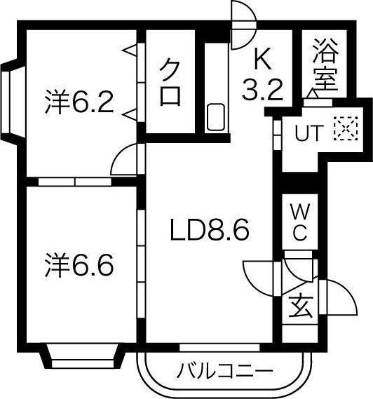ニュー・エコライフ宮の沢(2LDK/3階)の間取り写真